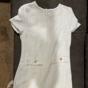 White Tweed Business Casual Dress
